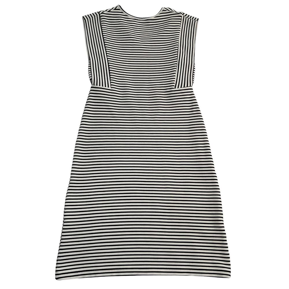 Derek Lam Size 40 US 4 V Neck Sheath Dress Black White Striped Stretch Chic Work - Picture 11 of 12